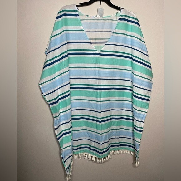 Kona Sol Women's V Neck Tunic Cover Up Blue Lightweight Size XL Extra Large - Picture 4 of 8